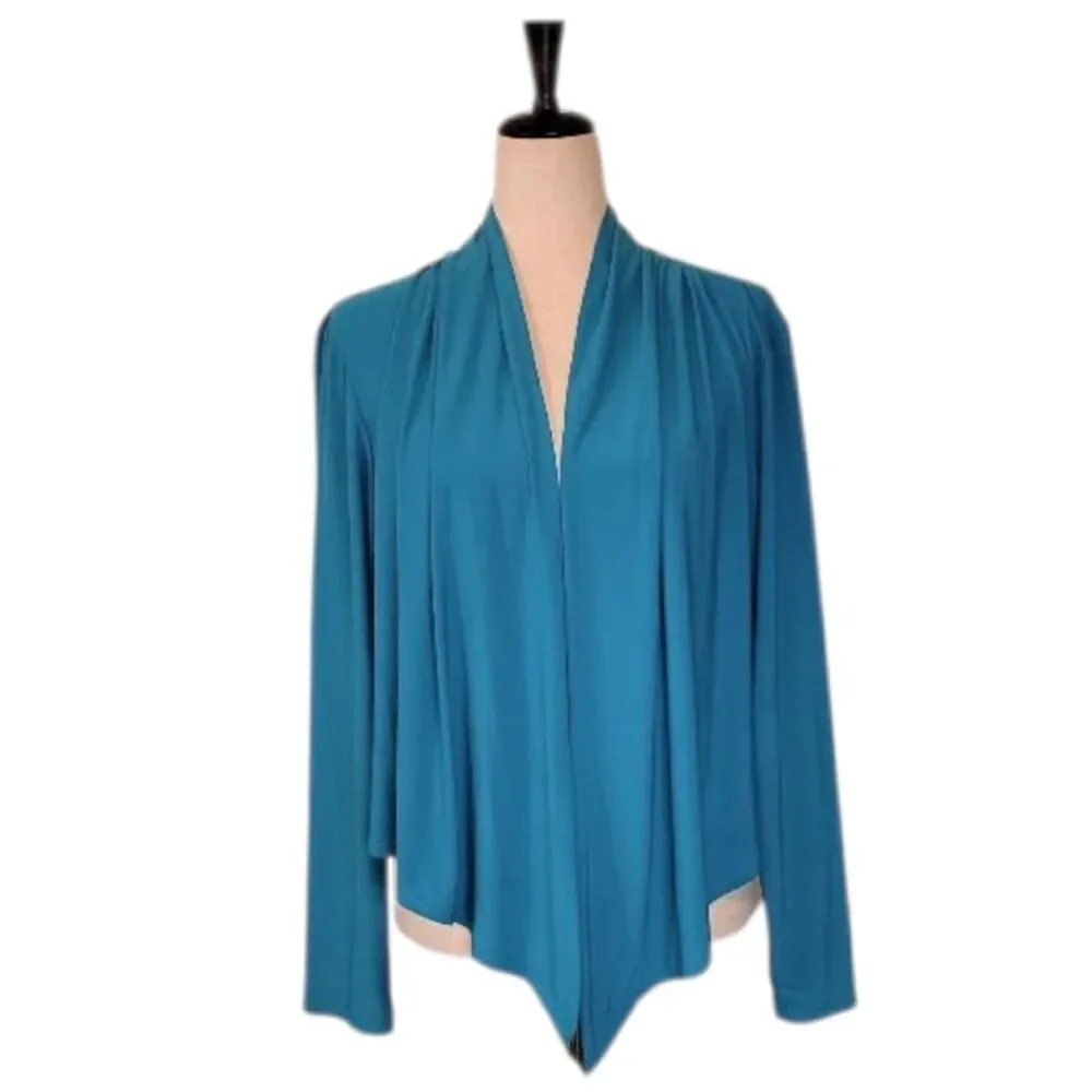 Anttony Original Teal Pleated Open Drape Cardigan Size XL
